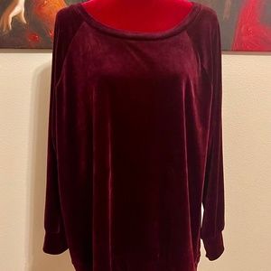 Plus Size Velour Rich Burgundy Top